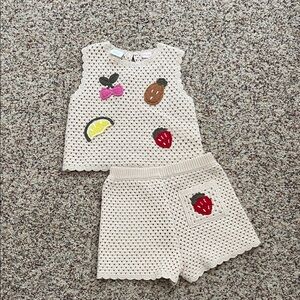Crochet Fruit Pattern Top and Shorts Set